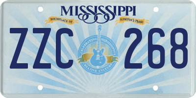 MS license plate ZZC268