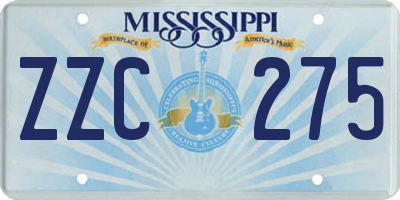 MS license plate ZZC275