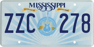 MS license plate ZZC278