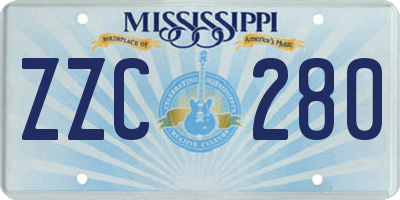 MS license plate ZZC280