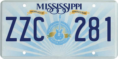 MS license plate ZZC281