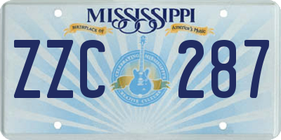 MS license plate ZZC287