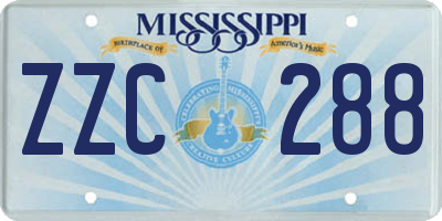 MS license plate ZZC288