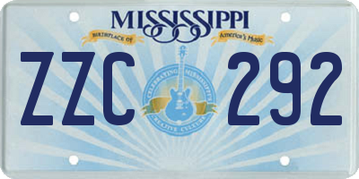 MS license plate ZZC292