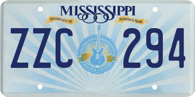 MS license plate ZZC294
