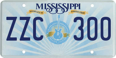 MS license plate ZZC300