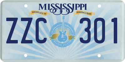 MS license plate ZZC301