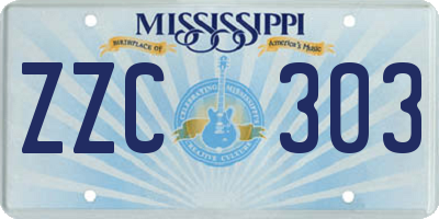 MS license plate ZZC303