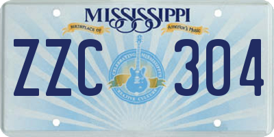 MS license plate ZZC304