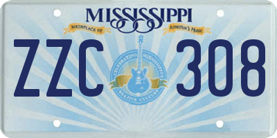 MS license plate ZZC308