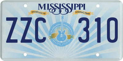 MS license plate ZZC310