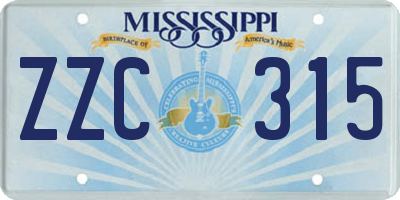 MS license plate ZZC315