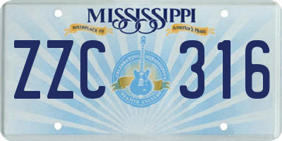 MS license plate ZZC316