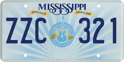 MS license plate ZZC321