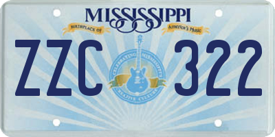 MS license plate ZZC322