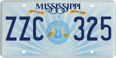 MS license plate ZZC325