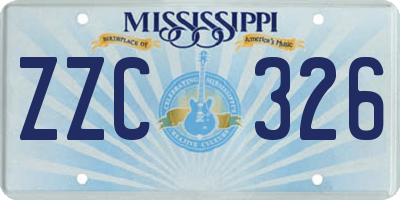MS license plate ZZC326