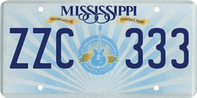MS license plate ZZC333