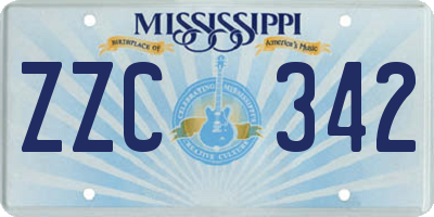 MS license plate ZZC342