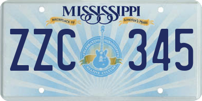 MS license plate ZZC345