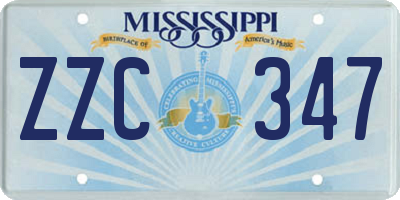 MS license plate ZZC347