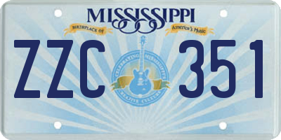 MS license plate ZZC351