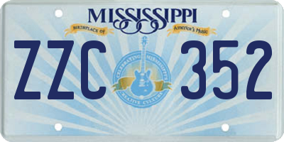 MS license plate ZZC352