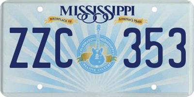 MS license plate ZZC353