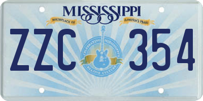 MS license plate ZZC354