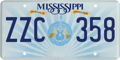 MS license plate ZZC358