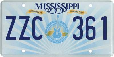 MS license plate ZZC361