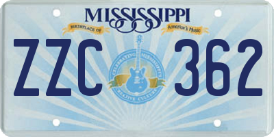 MS license plate ZZC362