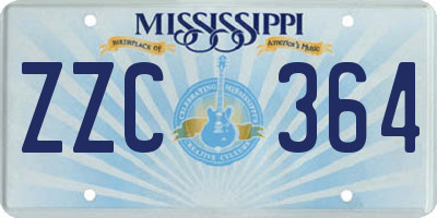 MS license plate ZZC364