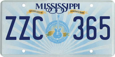 MS license plate ZZC365