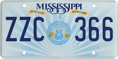 MS license plate ZZC366