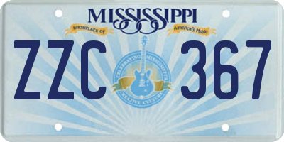 MS license plate ZZC367