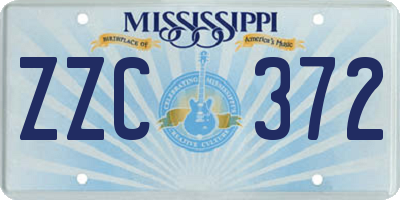 MS license plate ZZC372