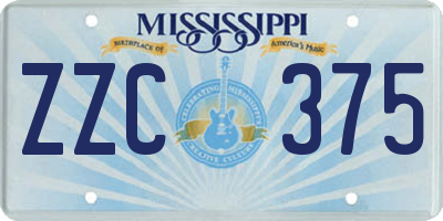 MS license plate ZZC375