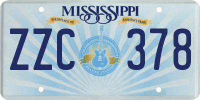 MS license plate ZZC378