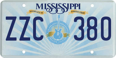 MS license plate ZZC380