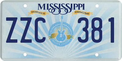 MS license plate ZZC381