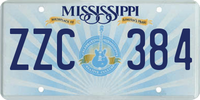 MS license plate ZZC384