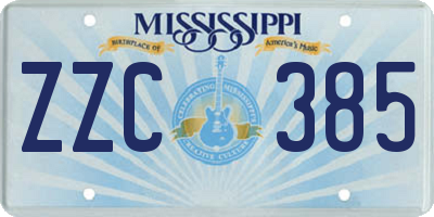 MS license plate ZZC385