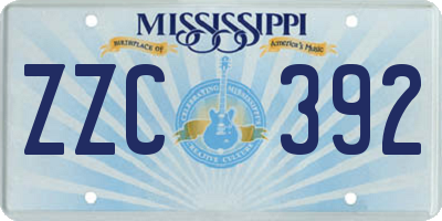 MS license plate ZZC392