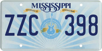 MS license plate ZZC398