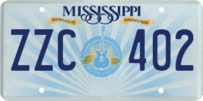 MS license plate ZZC402