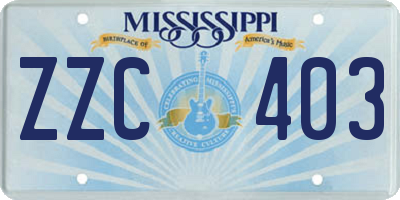 MS license plate ZZC403