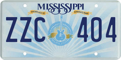 MS license plate ZZC404