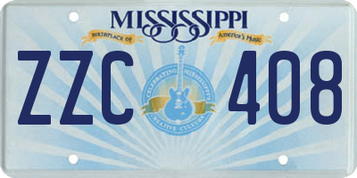 MS license plate ZZC408