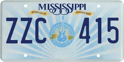 MS license plate ZZC415